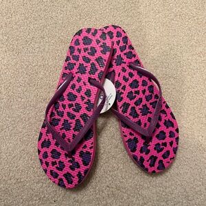 Brand New Tags On Pink Leapord Flip Flops